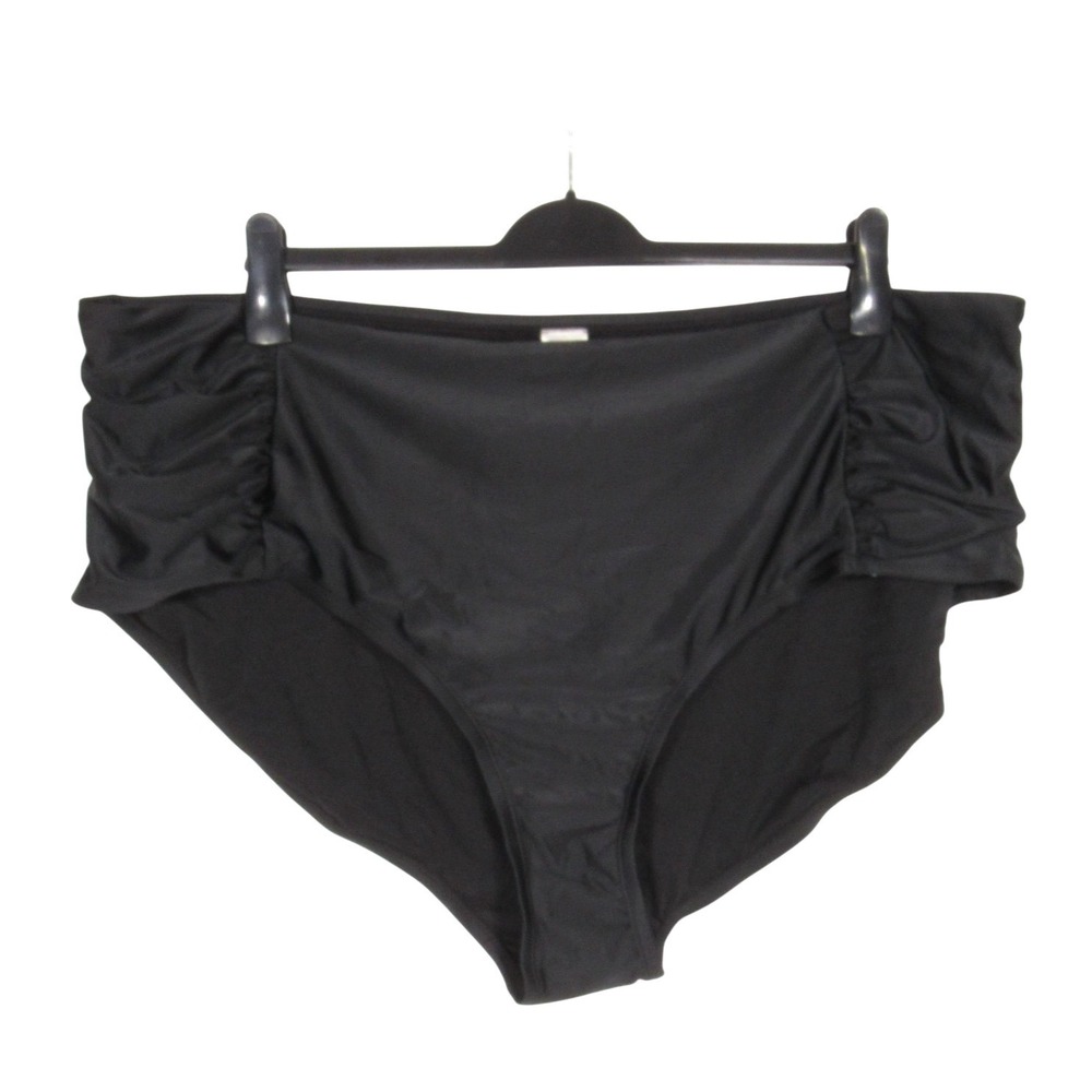 NWT TIME AND TRU Black HIGH-WAIST Ruched/Gathered Sides SWIM BIKINI BOTTOMS 3X